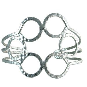 Silver Tone Hammered Arm Band Bangle Bracelet